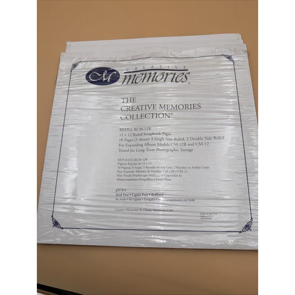 Creative Memories Original 12x12 Ruled-Double Sided White Pages (7) RCM-12R